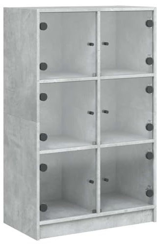 vidaXL Highboard, Beistellschrank mit Türen, Sideboard Kommode Anrichte für Wohnzimmer, Bücherregal Schrank, Betongrau 68x37x109cm Holzwerkstoff
