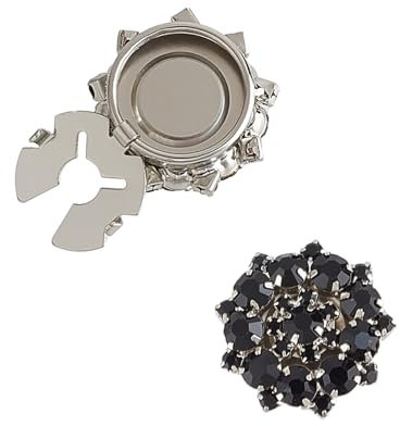 NICENEEDED Couvre Boutons en Cristal Couvre Boutons de Manche Noir Couvre Boutons Décoratifs en Strass Pinces à Boutons de Chemise Amovibles