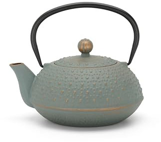 Bredemeijer Tetera pequeña de hierro fundido de 0,9 litros, para inducción, color azul asiático, con asa y filtro de acero inoxidable, ideal para tipos de té sueltos