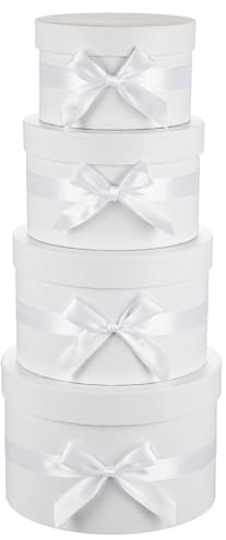 Arborus Geschenkbox Set 4 STK Geschenkkarton mit Schleife Geschenkschachtel Weiß Geschenkboxen mit Deckel box für Geburtstag Hochzeit Weihnachten Valentinstag Abschluss Geschenke