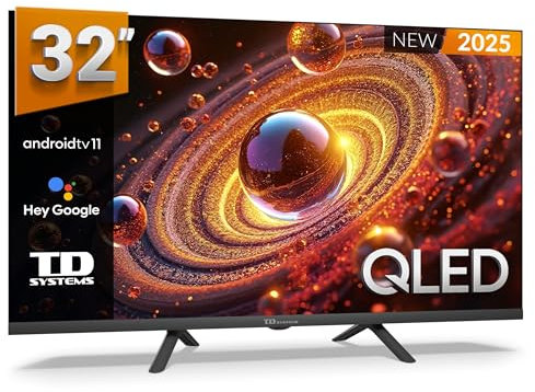TD Systems - Smart TV 32 Pulgadas QLED sin Marcos, Android 11, Google Assistant, Control por Voz, televisión TDT 2025. Televisor con 3 años de Garantia - PRIME32C20GLQ