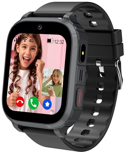 Ruopoem 4G Montre Connectée Enfant GPS, Montre GPS Enfant Tracker avec Appel Vidéo SOS Réveil Appareil Caméra IP68 Mode Scolaire Jeux Chat, Montre IntelligenteEnfant Cadeau pour Filles et Garçons