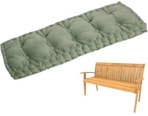 Generisch 10cm Bankauflage Outdoor Mit Griff, Weich Samt Stuhlkissen Bankauflage Sitzkissen Hollywoodschaukel Auflagen Fenstersitzmatte für Gartenmöbel Terrasse Indoor,Grass Green,160x40cm