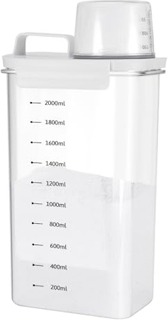 Dispensador de detergente de 2300 ml, caja de almacenamiento de detergente para ropa, sello a prueba de fugas, dispensador de líquido con escala de taza medidora