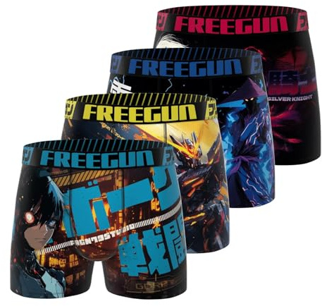 FREEGUN Boxer Enfant Respirant, Caleçon Garçon, Maintien Anti-Glisse et Ajustement Parfait (Lot de 4)