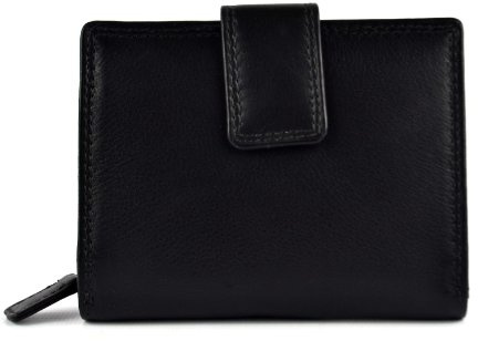 Prime Hide Ladies Compact Leather Purse/Wallet Quality Gift Colourful (Black)