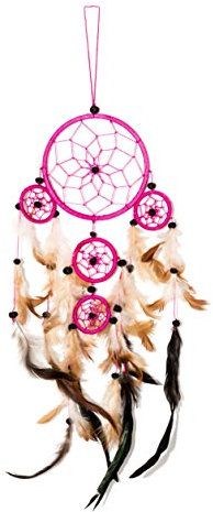 50cm x 11cm Dreamcatcher Pink Traumfänger 5 Ringe Gute Träume
