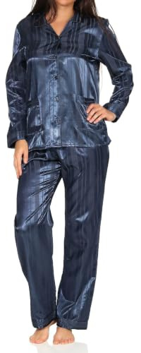 Normann Satin Pyjama Streifendessin - innen angeraut 251 201 94 010