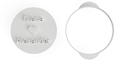 inidividualisierter Keksausstecher/Keksstempel individueller personalisierter Ausstecher für Gastgeschenke Kekse Hochzeit Jahrestag aus Bio-Kunststoff Made in Germany