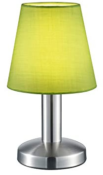 meineWunschleuchte TOUCH Tischlampe Silber matt mit Stoffschirm Grün, 24cm klein