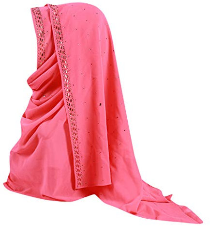 Lazzboy Shimmer Sparkle Gold Glitters Plain Chiffon Muslim Hijab Schal Halstuch Uslimische Kopftuch Turban-hüte Perlen Indien Hut Muslimischen Rüschen Krebs Chemo Beanie Turban Wrap Cap(C)