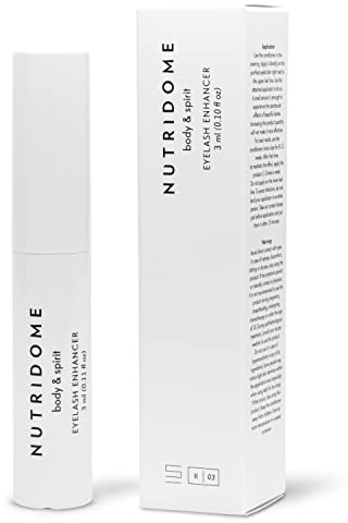 NUTRIDOME Wimpernserum 3ml für starkes und schnelles Wachstum - Lange Wimpern in 4 Wochen - mit pflanzlichen Wirkstoffen - Wimpernverlängerung, Naturkosmetik, Eyelashes Growth Serum, Wimpernwachstum