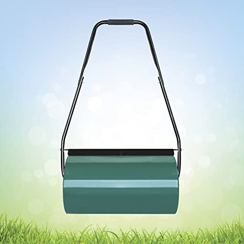 LZQ Rullo da Giardino 57cm Ø32 Prato Costruzione in Acciaio Barra del timone può Essere Riempita con Sabbia o Acqua capacità di riempimento 46L Apertura Laterale raschiatore antisporco Prato verde…