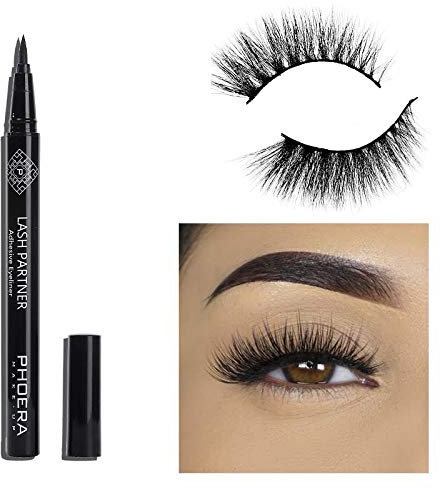 AquaPurity PHOERA 9D Synthetic Mink Lashes & Adhesive Eyeliner Kit Reusable up-to 30 times Self-Adhesive Magic Eyeliner Pen With Waterproof No Glue Needed Lashes Set (LOS ANGLES)