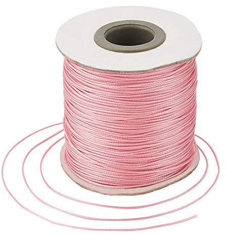 Craftdady Gewachste Schnur aus Kunstleder, geflochten, gewachst, für Schmuckherstellung, Makramee-Perlen, 180 m, 0,5 mm, Rosa