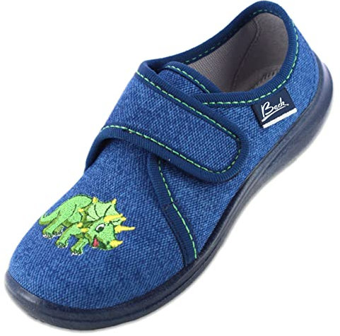 Beck Jungen Happy Dino Hausschuhe, Blau, 33 EU