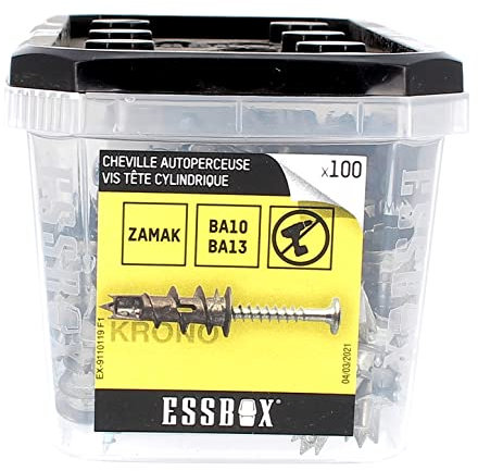 Scell-it ESSBOX de 100 Chevilles Autoperceuses Zamak avec Vis TR 4.5X30