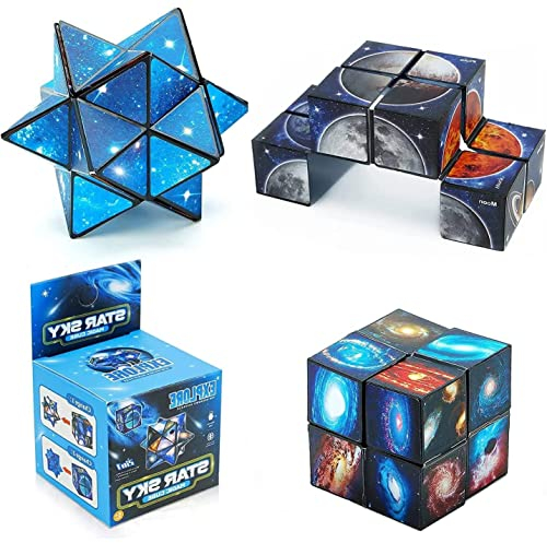 Voarge 2 in 1 Sternenklarer Himmel Infinity-Würfel Transformierende-Patchwork-Spielzeug,für Kinder und Erwachsene Stress und Angst Linderung Entspannendes Spielzeug, Lernspiel Geschenke