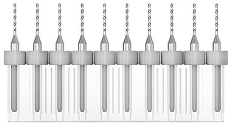TA-VIGOR 10Pcs Micro Drill Bit 0.8mm, Grey PCB Drill Bits with 1/8 Inch Shank Tungsten Carbide Drilling Rotary Tool for Print Circuit Board Stone CNC Engraving