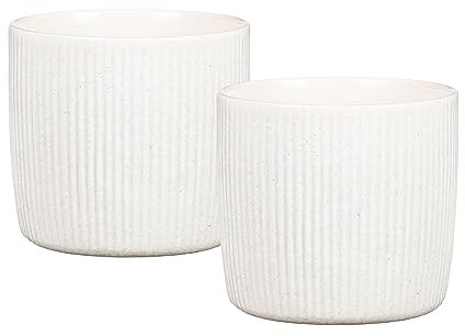 scheurich 2er Set Solido Linea Perla Keramik Pflanzgefäße - 15,0 cm dekorative Töpfe für Zimmerpflanzen - wasserdicht & UV-beständig - Elegante Reliefstruktur - Made in Germany - Moderne Wohn