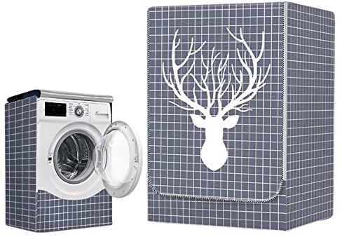 Highdi Washing Machine Cover Waterproof- Washing Machine Covers Indoor with Zipper Sunscreen & Dustproof Washer Protection for Front Load Outdoor Washer and Dryers (L capacity ~ 12KG,Simple)