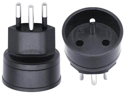 EU auf Schweiz/Liechtenstein Adapterstecker, 2-poliger DE/FR/IT/ES Stecker auf Schweizer 3-polige Steckdose für Frankreich/Deutschland Besucher (2 Stück)