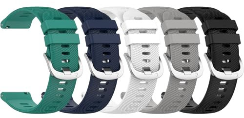 Compatibile con Garmin Forerunner 165/245/645 Music, Vivoactive 6/vivoactive 5/vivoactive 3, cinturino di ricambio in silicone da 20 mm per Garmin Venu SQ/Venu SQ 2/Venu 2 Plus (confezione da 5 pezzi)
