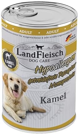 Landfleisch Hypoallergen Adult 6 x 400g Kamel | für ernährungssensible Hunde | Ohne Gluten, Zucker, GVO & Soja | Monoprotein