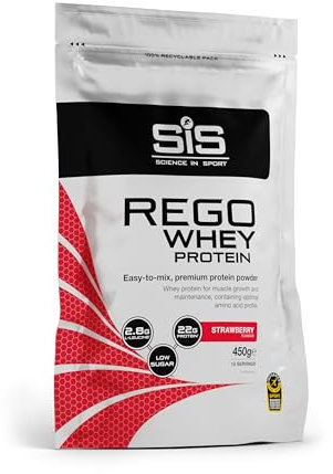 Science In Sport REGO Whey Protein Powder | Muscle Building & Recovery with BCAA Amino Acids | Delicious Strawberry Flavour, 460 Grams, 10 Servings