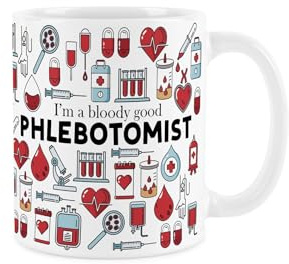 Purely Home Phlebotomist Mug - Humorous Medical Themed Novelty Gifts - Tea/Coffee Hot Drinks White Ceramic Cup Present