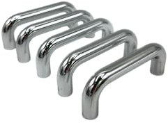 KLAMA 5 St. Bügelgriffe Möbelgriffe Kunststoff - für Schränke, Schubladen und Türen (Lochabstand 64 mm, Chrom)