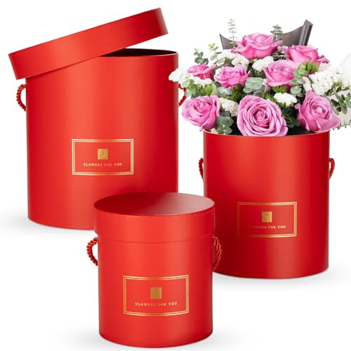 3er Set Aufbewahrungsbox Geschenkbox mit Deckel Geschenkschachtel Karton | Geschenkboxen Round aus Karton Geschenkkarton für Hochzeit Geburtstag Geschenkverpackung Muttertagsgeschenk
