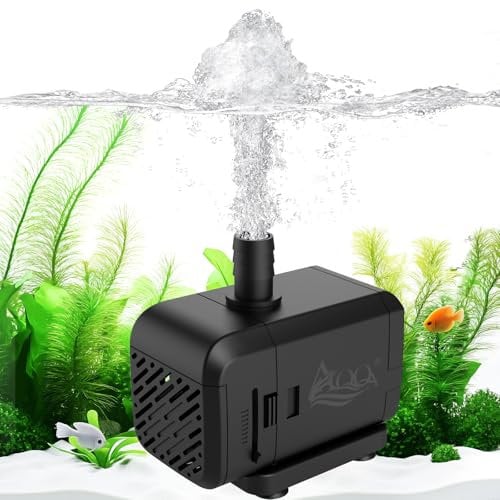 AQQA Submersible Water Pumps, 2000L/h Adjustable Flow Pond Pump, Ultra Quiet Water Feature Pump with Side/Bottom Suction, 2.0m High Lift Fountains Pump for Hydroponics, Small Pond, Aquariums