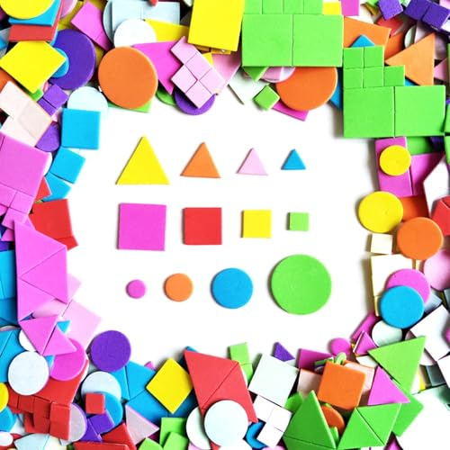 YFaith 1000 Piezas Goma Eva Adhesiva Pegatinas, Serie Geométrica, Pegatinas Decorativas, para Educación Infantil, Manualidades, Decoración