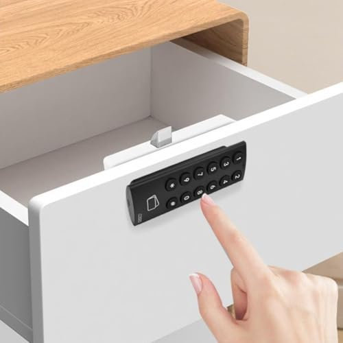 Serratura elettrica senza chiave per cassetti con password/accesso alla carta, per porte singole e doppie, protezione sicura per armadi e armadi (porta singola, nero)