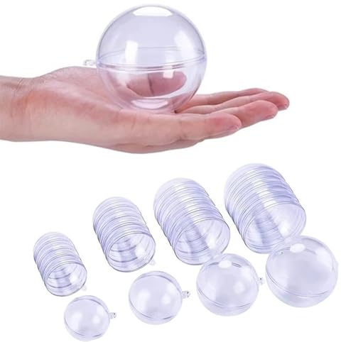 40 Stück Weihnachtskugeln Acrylkugeln, 3/4/5/6cm Kunststoffkugeln Befüllbare Acrylkugeln DIY Christbaumkugeln Plastikkugeln Zum Befüllen Kunststoffkugel Transparent Kugeln Für Weihnachten schmücken