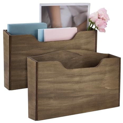 PH PandaHall 2 Ensembles Organisateurs Muraux en Bois pour Courrier, Porte-revues Murale 35x20x22.2cm Organisateur de Courrier en Bois pour Fichiers Dossiers Courrier Magazines Enveloppes
