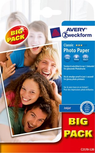 Avery Zweckform C2570 Fotopapier 10x15cm hochglänzend 180g 2x60 Blatt