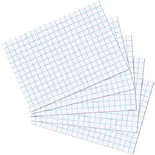 Exacompta 3208B 100er Pack Premium Karteikarten kariert DIN A8 ideal für die Schule, zum Lernen von Vokabeln und passend zur Bunnybox Lernkartei 55 x 74 mm weiß