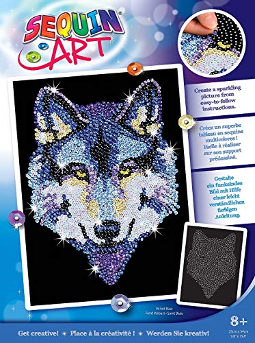 ART SEQUIN - KAD1215 - Peinture Au Numéro - Motif Loup - 25 x 34 Cm - Coloris Aléatoire
