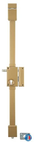 THIRARD - Boîtier de Serrure en Applique Targa à Tirage pour Porte d'Entrée Droite - 3 Points - Axe 45 mm - Acier Zingué - Mécanisme Intérieur Type Équerre - Jaune/Doré