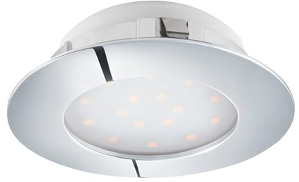 EGLO LED Einbaustrahler Pineda, Spot aus Kunststoff, Einbauleuchte in Chrom, Einbauspot flach, Ø 10,2 cm