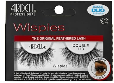 Ardell Double Wispies 113 False Eyelashes, Duo Adhesive Included, Medium Volume, Long Length, Vegan Friendly, 1 Pair (Pack of 1)
