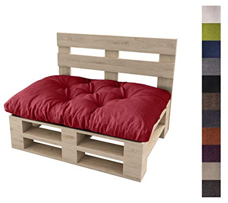 sunnypillow Palettenkissen Auflage Set für Europaletten Indoor und Outdoor Palettenpolster Palettensofa Kissen mit schöner Steppung viele Farben und Größen zur Auswahl Sitzkissen 120 x 50, Rot