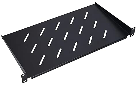 Extralnik 19 Zoll Fachboden 1HE 250 mm Tiefe – Stabiler Rackboden für Netzwerkschrank, perforiert, 20 kg Tragkraft, kompatibel mit 19 Serverschränken ab 450 mm Schranktiefe, inkl. Montageset, schwarz