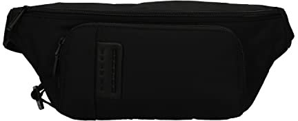 Piquadro P16 Gürteltasche aus Leder und Stoff, Schwarz, Taglia Unica, Sportliche Gürteltasche