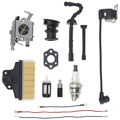 Satz Vergaser Zündspule Vergaser Carb Kettensäge Luft Öl Kraftstofffilter Zündkerze kompatibel mit STIHL Walbro MS210 MS230 MS250 021 023 025 11231200605
