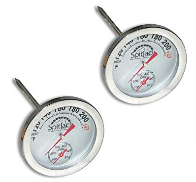SpitJack Dual Sensor Meat and Oven Thermometer for Rotisserie Cooking Whole Pig, Hog, Lamb and Turkey. Internal and External Meat Probe for Grill, Smoker, Oven and Kitchen (2 Pack)
