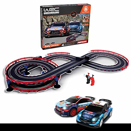 Ninco - WRC Rally Corsica | Slot-Schaltung mit Zwei Autos im Lieferumfang enthalten, Fernbedienungen für die Kleinsten und Turbo-Taste | 4 Verschiedene Spuren zur Montage Ihrer Strecke von 5 m (91012)