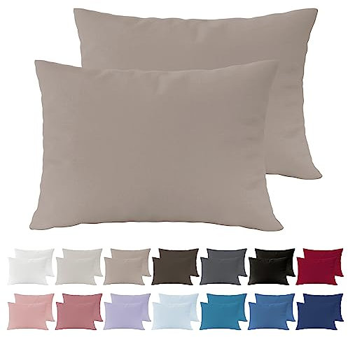 MOHAP Lot de 2- Taies d'oreiller 50x70cm Kaki Housse d'oreiller avec Une Fermeture Eclair en Microfibre